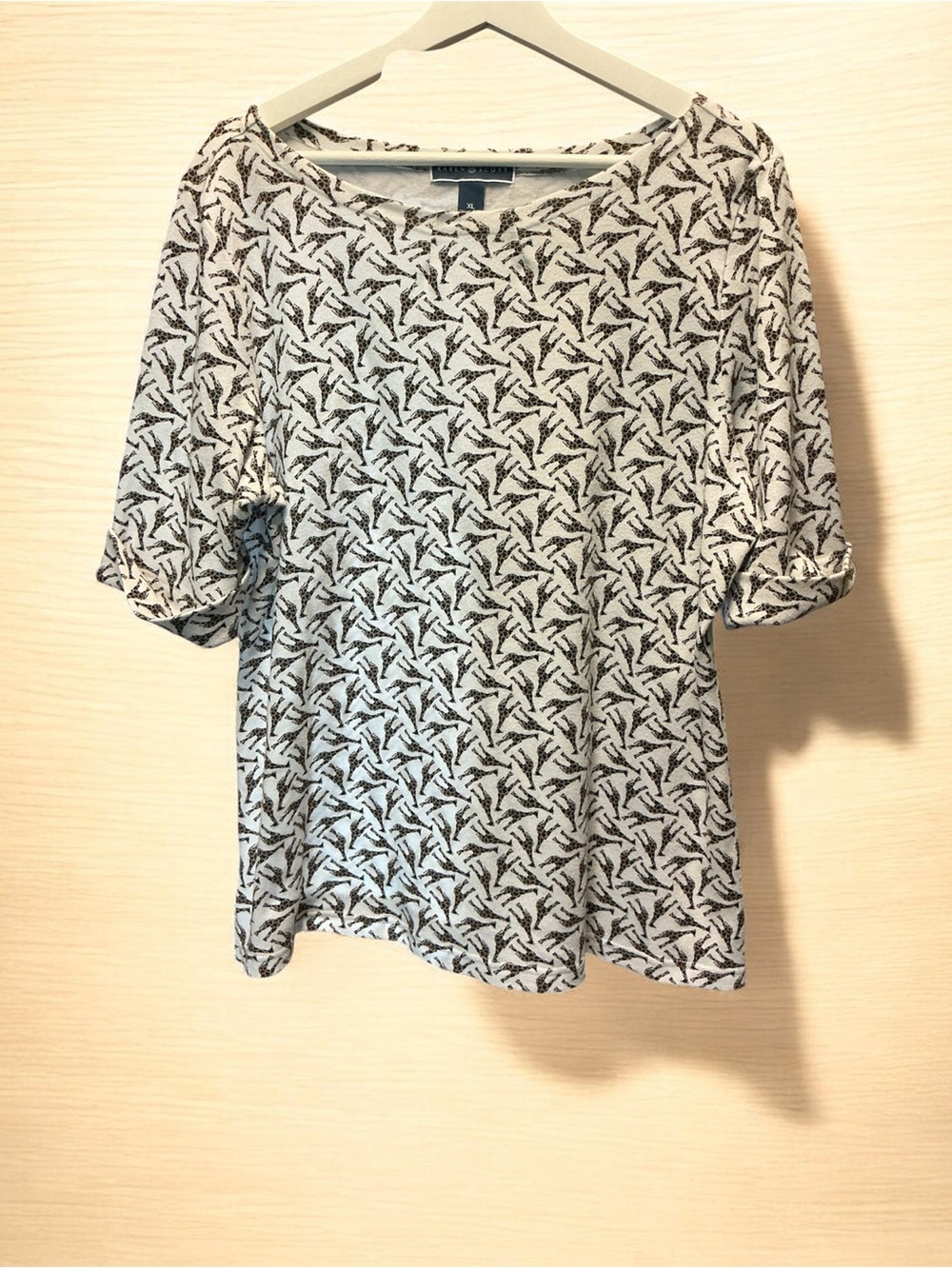Karen Scott White & Black Giraffe Printed Short Sleeve Tee